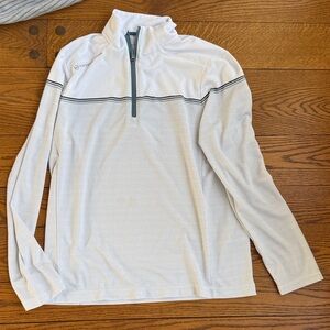 Vineyard Vines White Quarter‑Zip Pullover with Gray Stripe